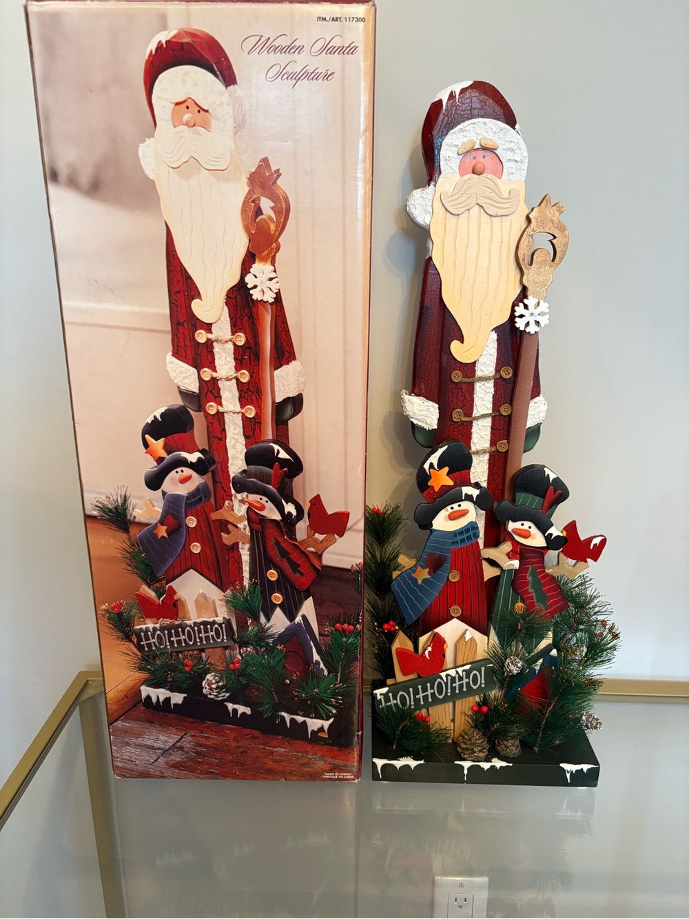 Festive Wooden Santa and Snowmen Holiday Décor - Red